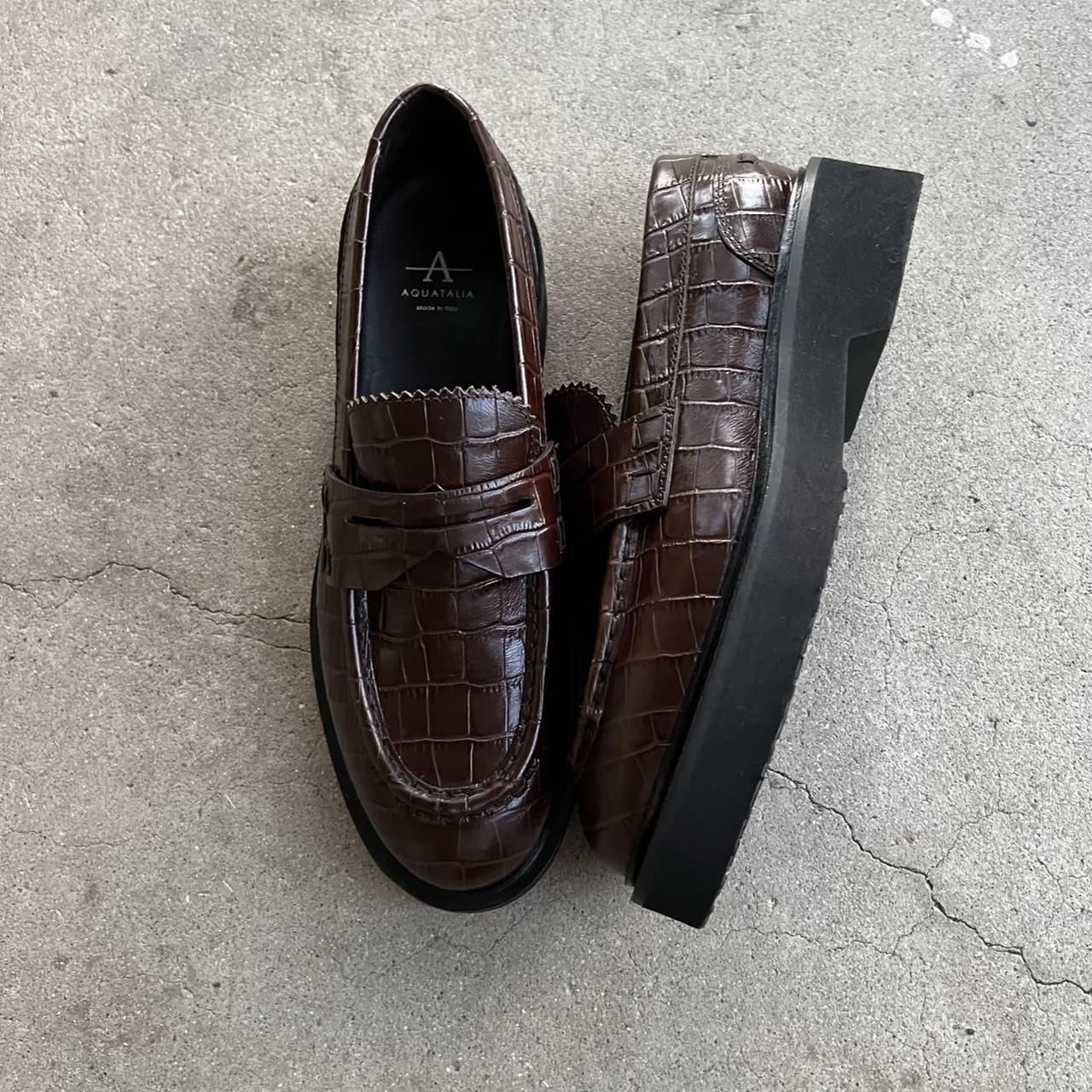 Aquatalia Maurice croc embossed loafer Size 7.5 Depop