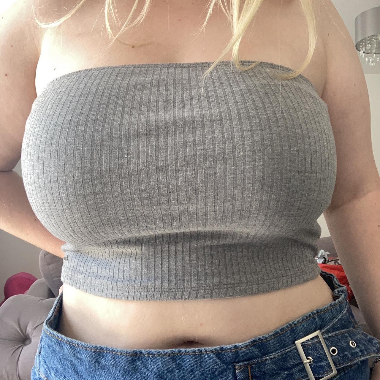 grey ribbed tube top bandeau top from hollister Depop