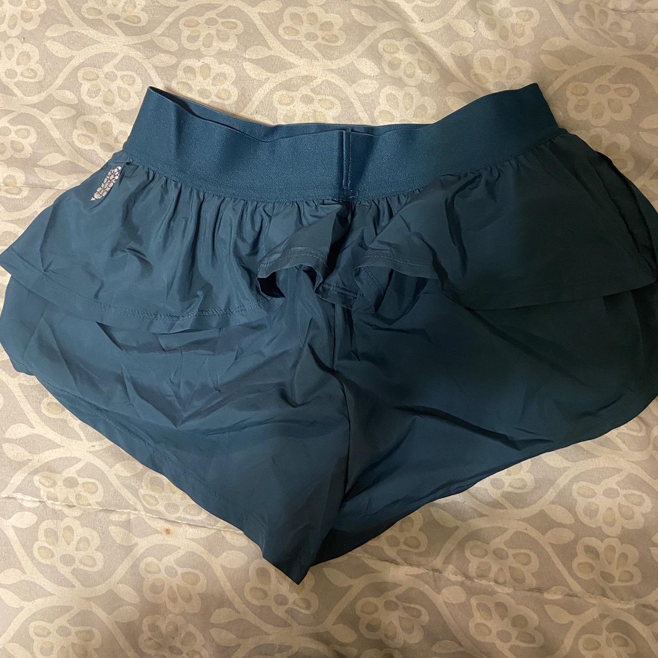 Cute blue green free people movement shorts. Size XS... - Depop