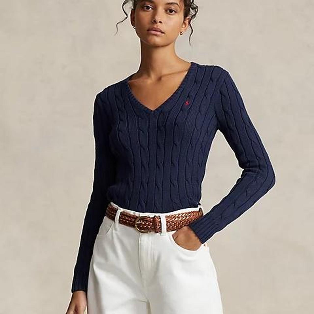 Polo Ralph Lauren - women’s cable knit cotton v neck... - Depop