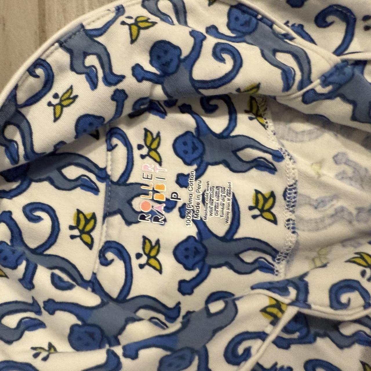 Roller rabbit Blue and white monkey print pyjama... | Depop