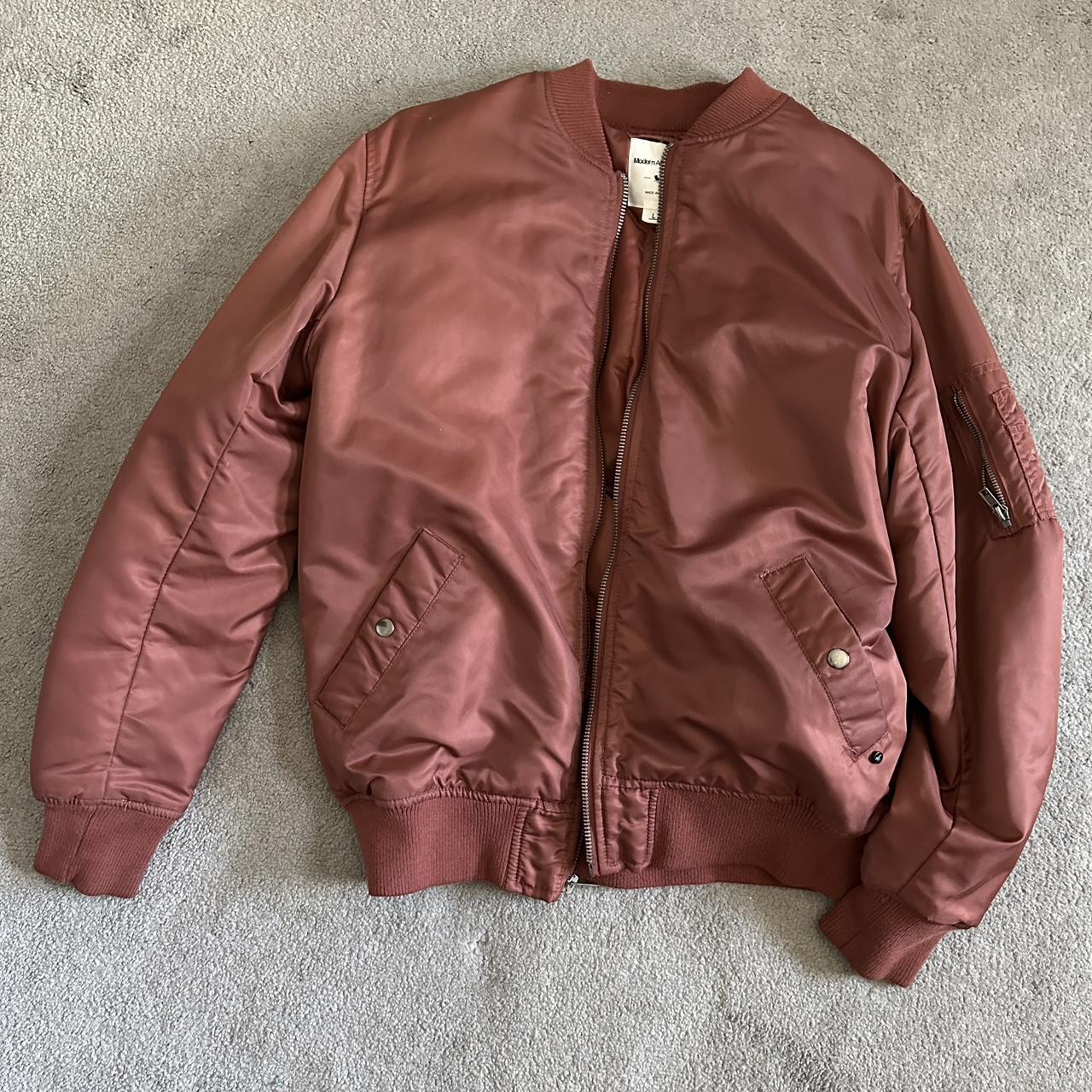 Modern amusement bomber jacket Darkish rose gold