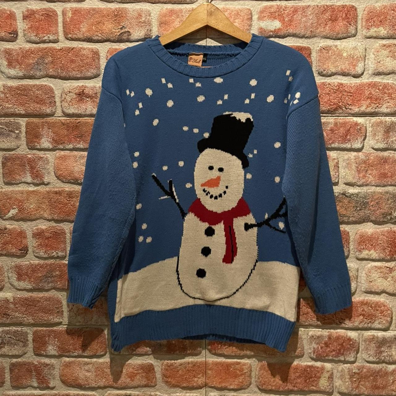 Blue Snowman Christmas Jumper Size - Label states - Depop