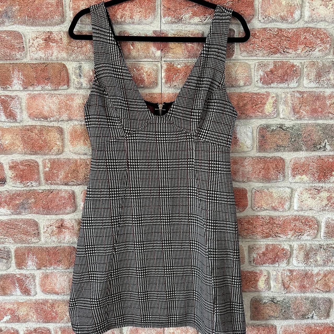 Black Checked Pinafore Dress Size 12 Length