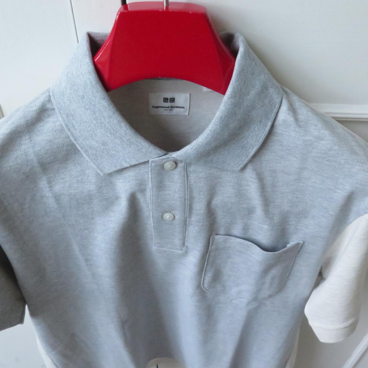 engineered-garments-men-s-grey-and-cream-polo-shirts-depop