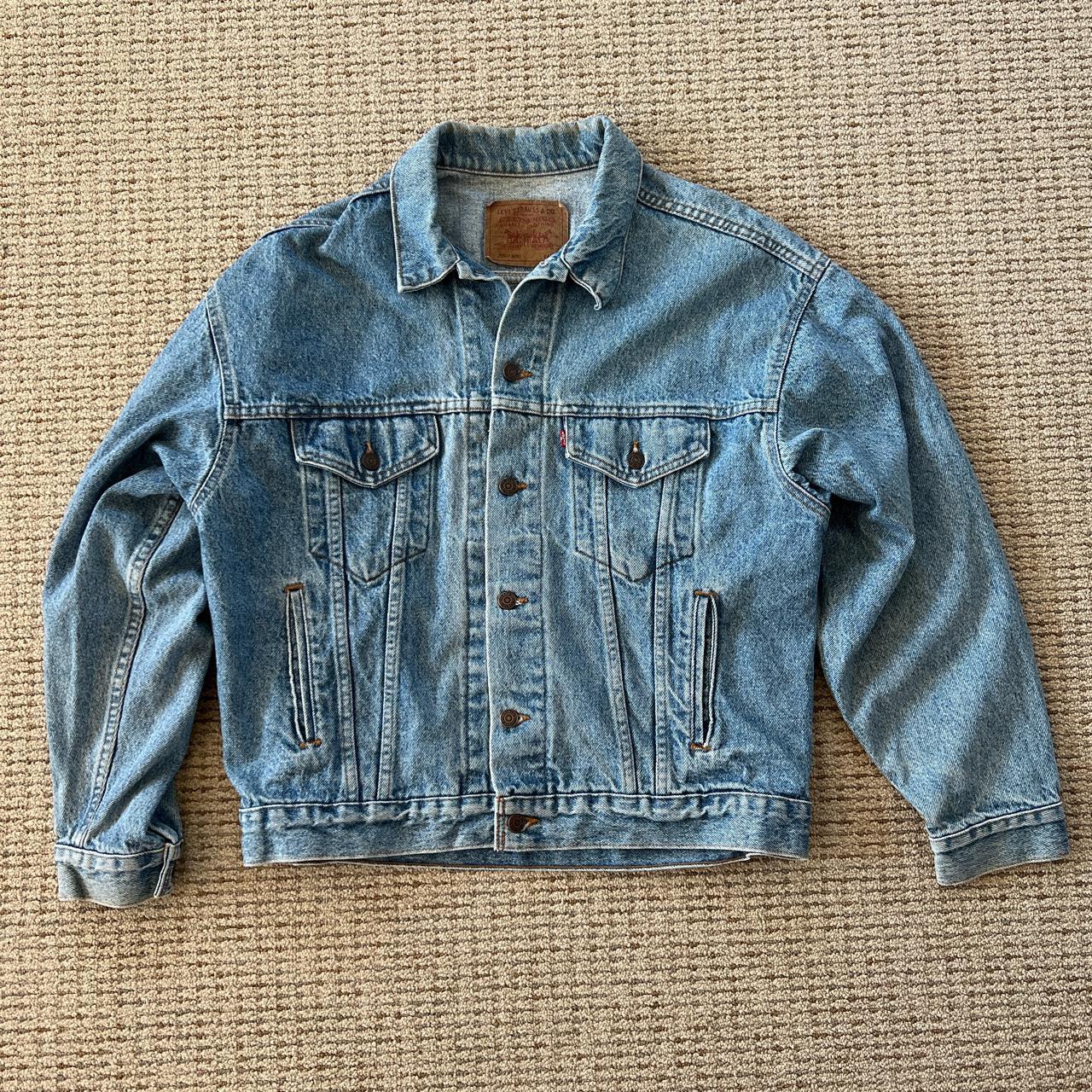 Vintage Levi’s Green Peace Embroidery Jean Jacket... - Depop