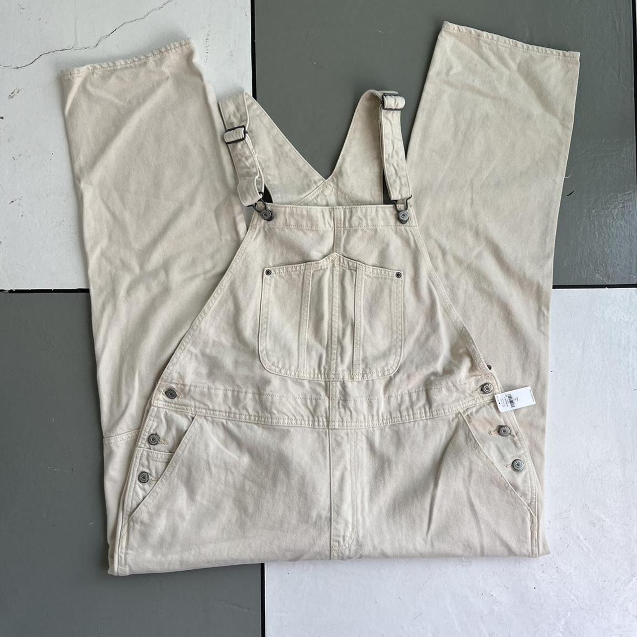 Old Navy Women's Cream and Tan Dungarees-overalls | Depop