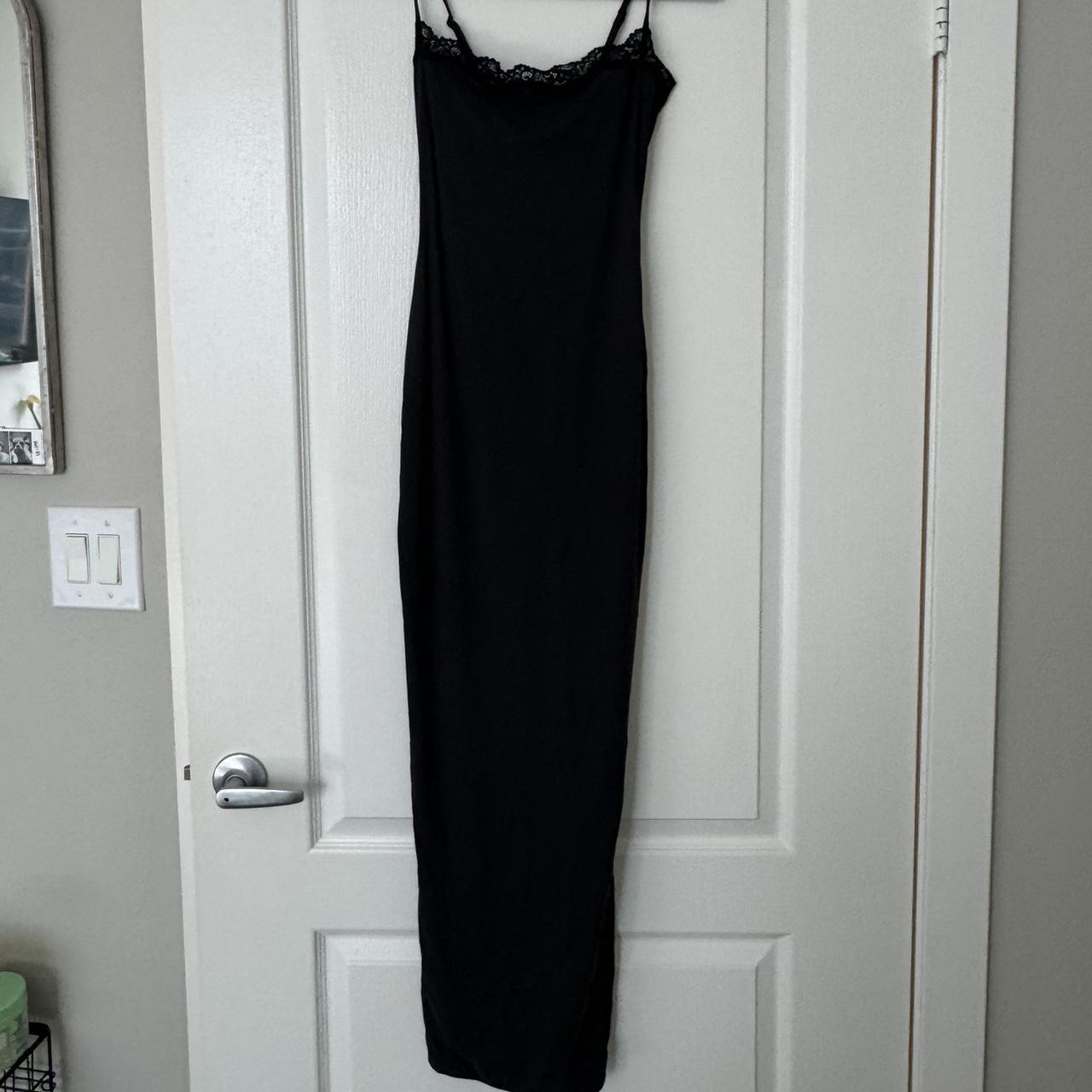 Skims dupe long sleeve slinky black dress Never worn - Depop