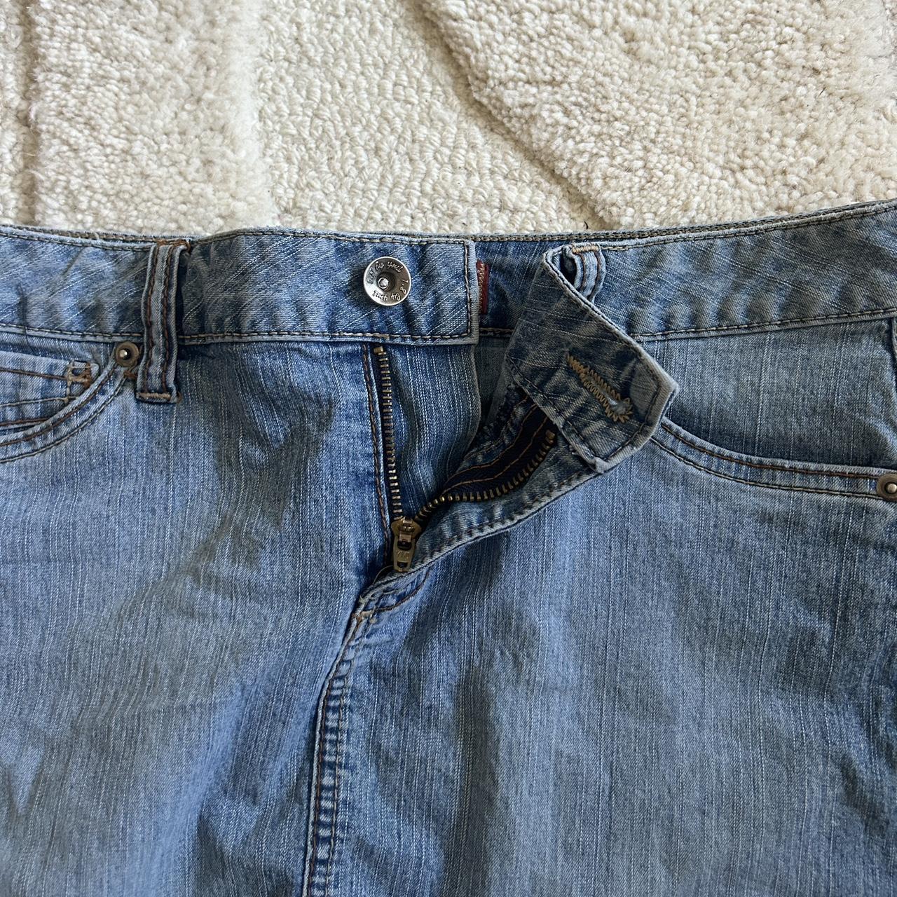 Vintage early 2000s y2k denim low rise mini skirt -... - Depop