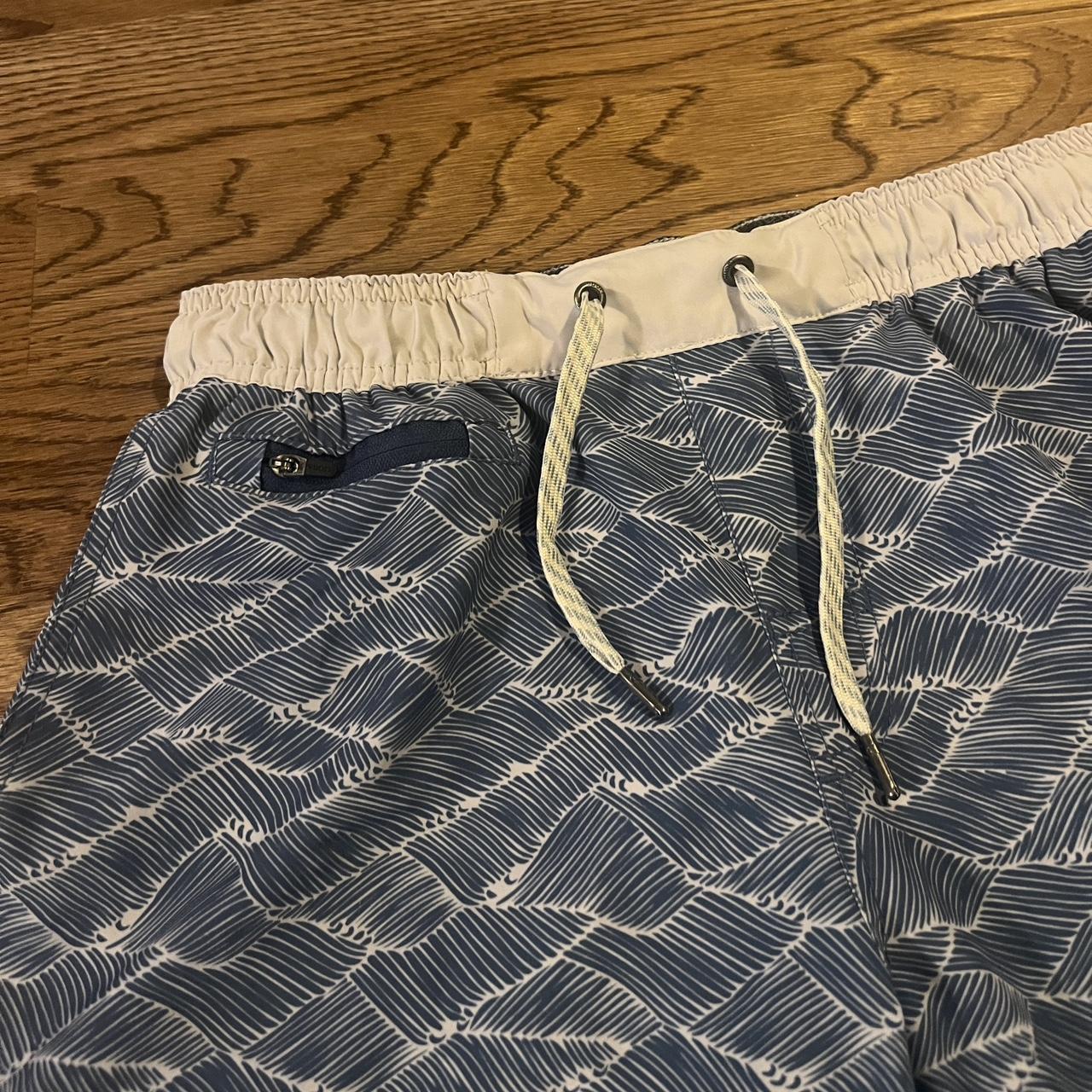 Vuori Men's Blue and White Swimsuit-one-piece | Depop