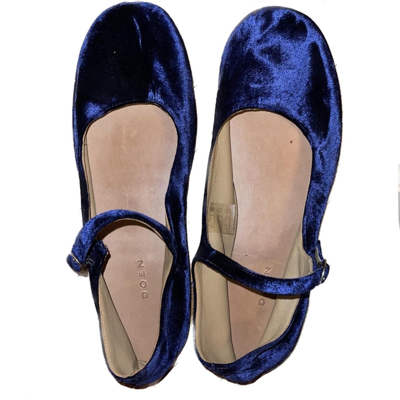 DEON MARY JANE FLATS Royal Blue velvet DEON