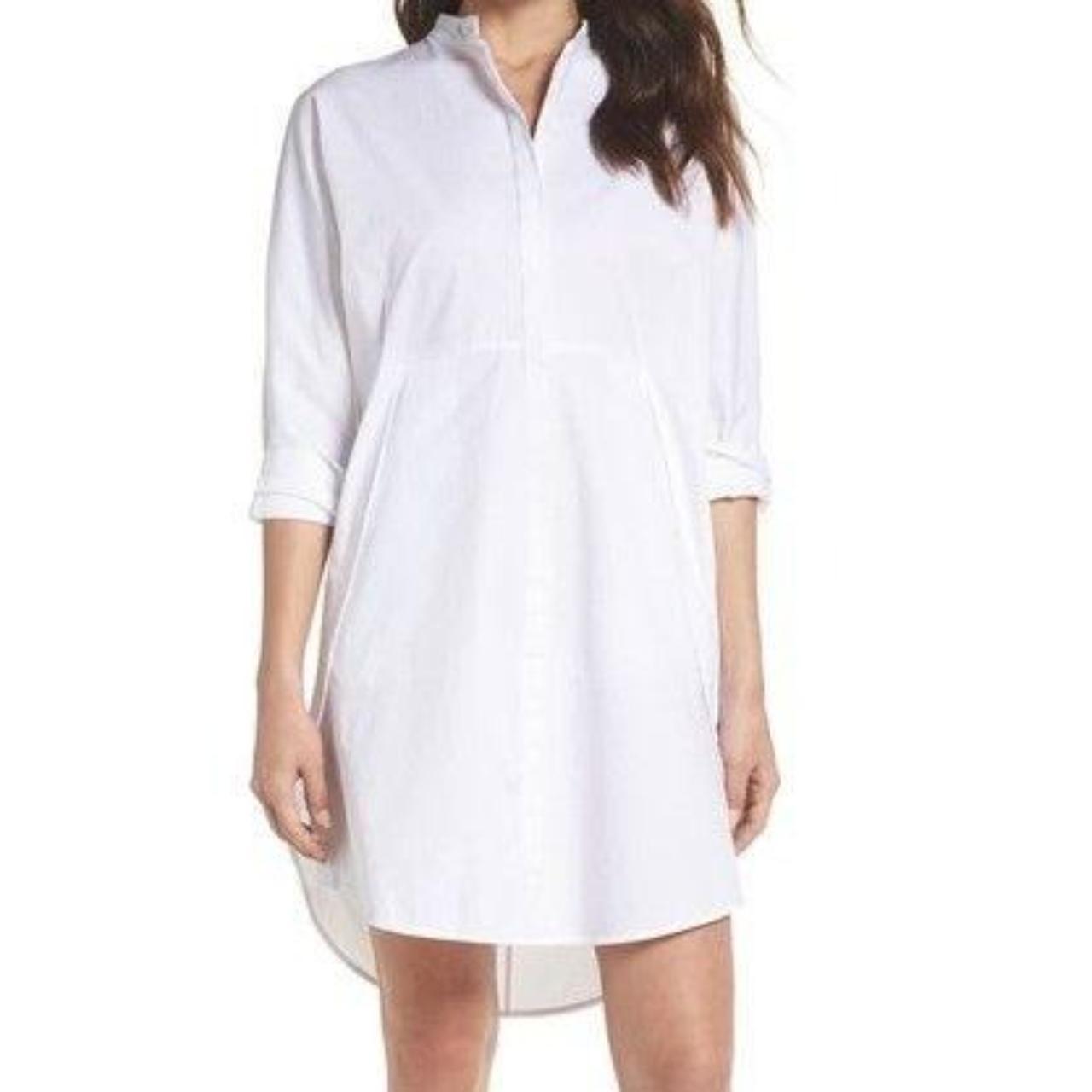 Caara Nordstrom white boyfriend button front shirt dress extra small MSRP 156 outlet