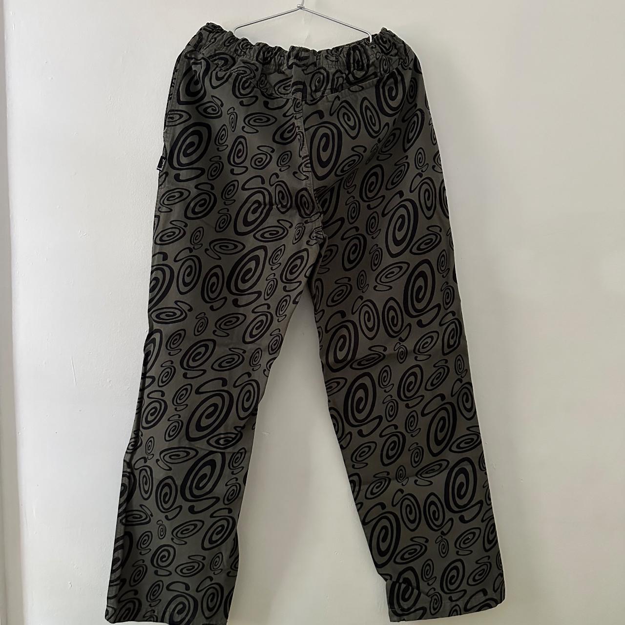 stussy swirl s print pants size medium excellent... - Depop