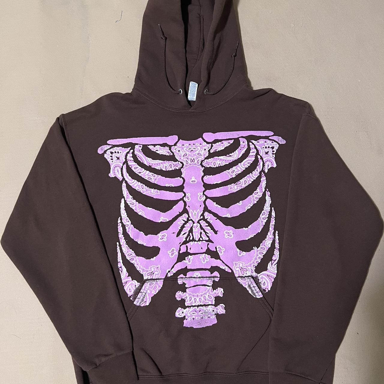 brown n pink bandana skeleton hoodie - Depop