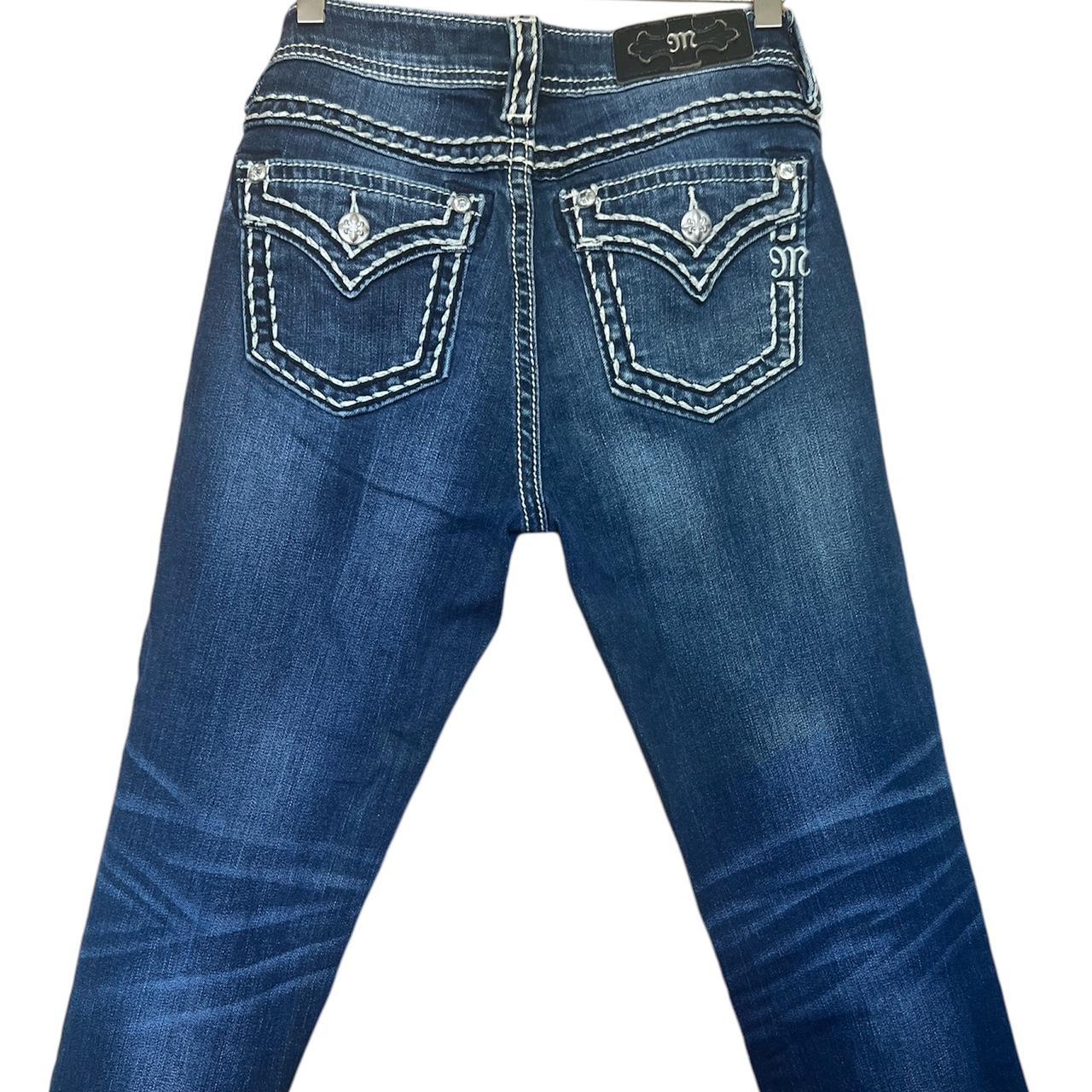 Jean Capri Fille Miss Me Taille 14, Denim Bleu à Manchettes Croisées Et Strass
