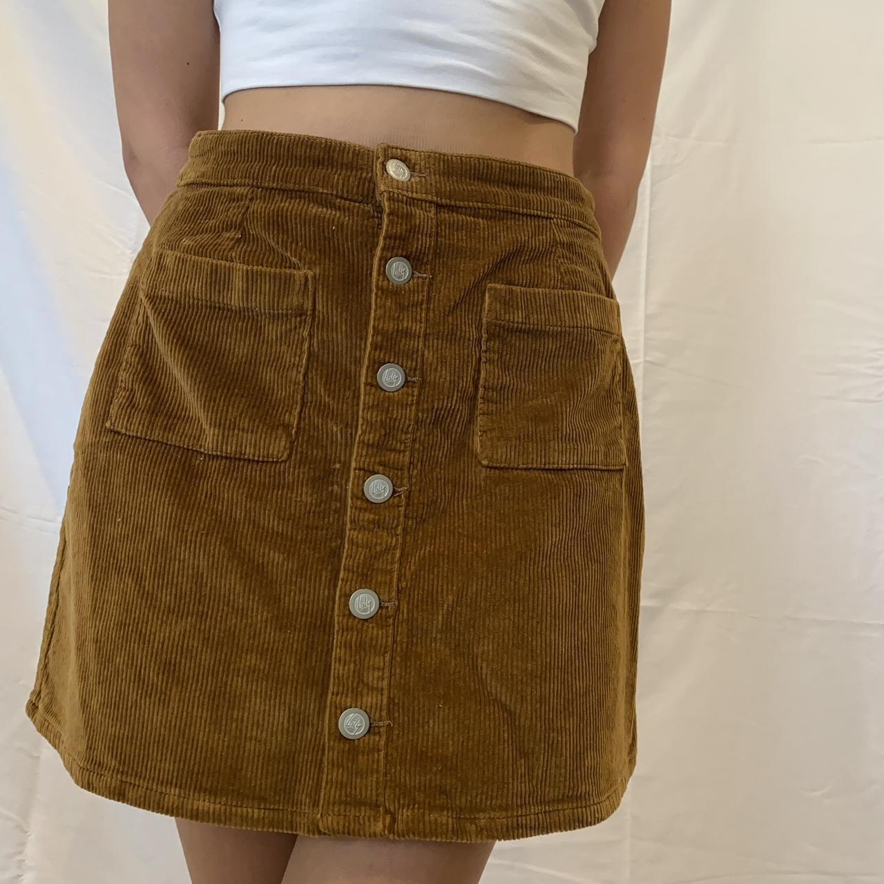 Corduroy Brown Button up skirt light brown mini. Depop