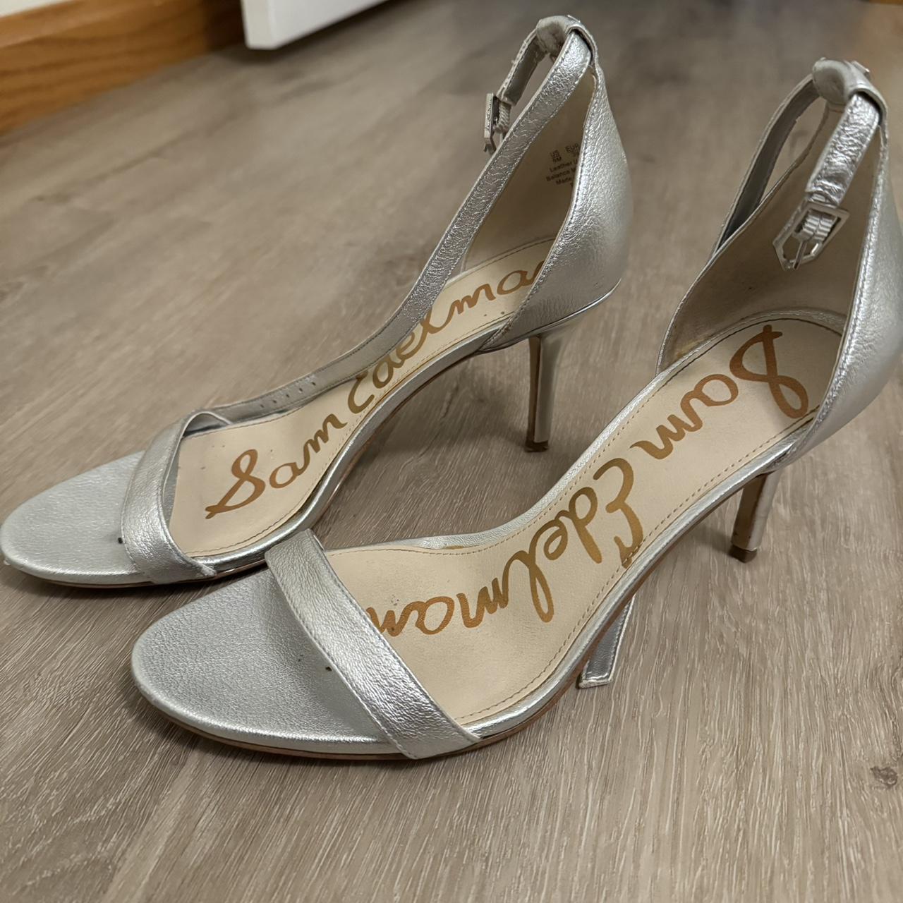 Sam Edelman Patti Silver Heels with ankle straps. Depop