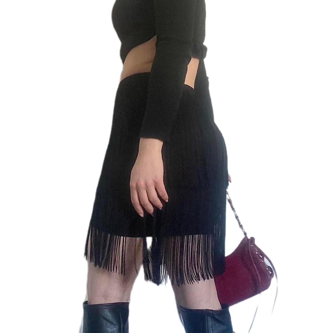 Fringe Mini Skirt from Bebe BRAND NEW Versatile... - Depop