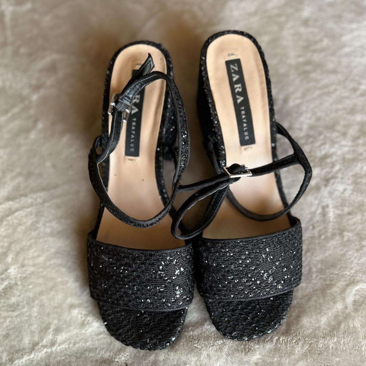 Black sparkly block heel Size 40 - fits like a us... - Depop