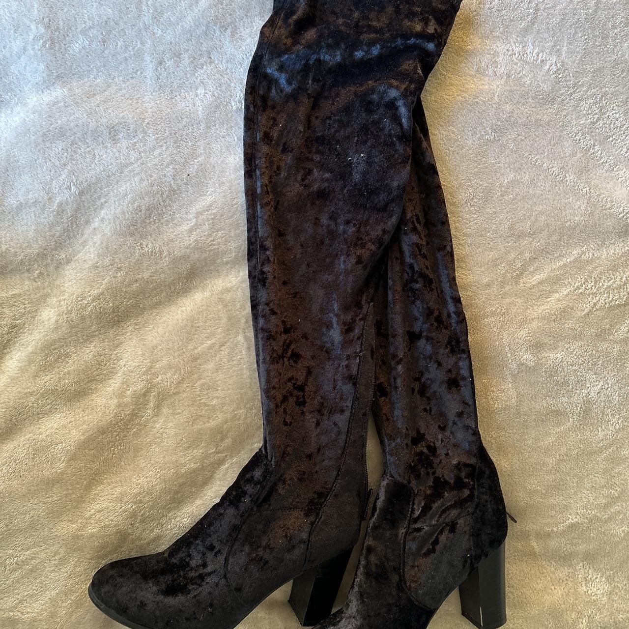 thigh high velvet boots