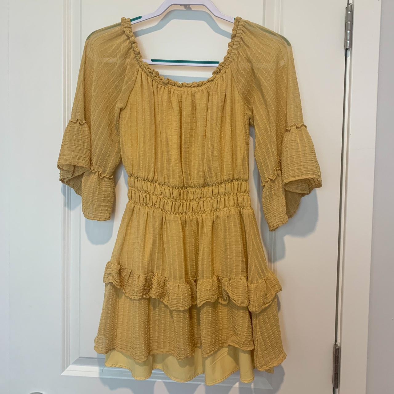 Adorable Yellow Boutique Mini Dress Size Small As - Depop