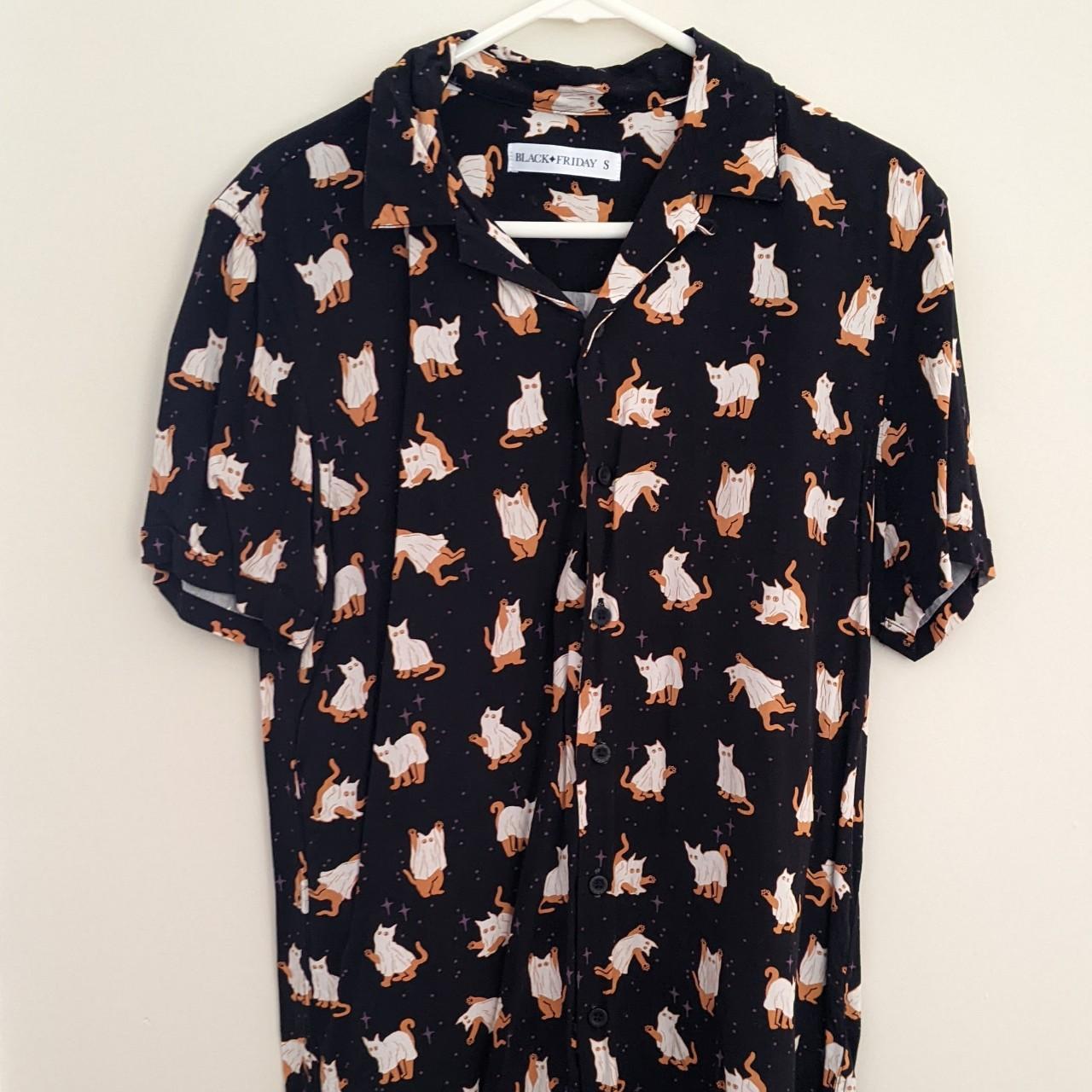 Spooky Ghost Kitty Button Up Shirt From Dangerfield Depop