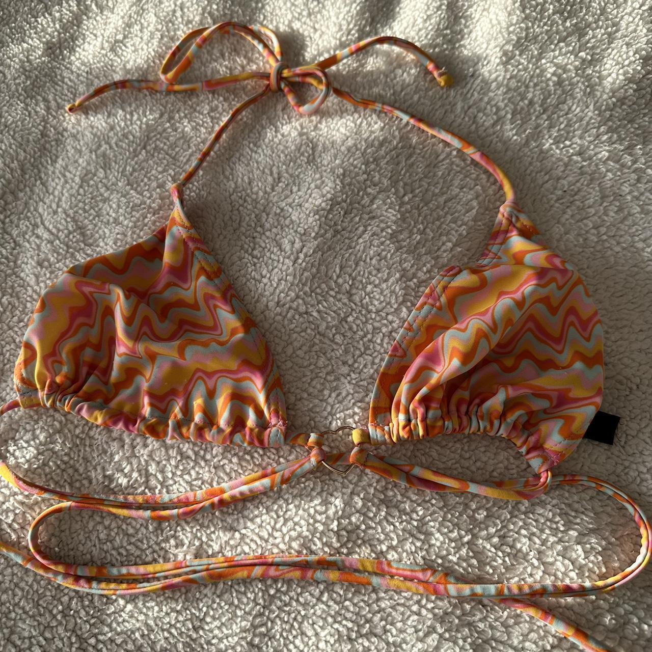 Multi colour tie heart bikini from urban outfitters... - Depop