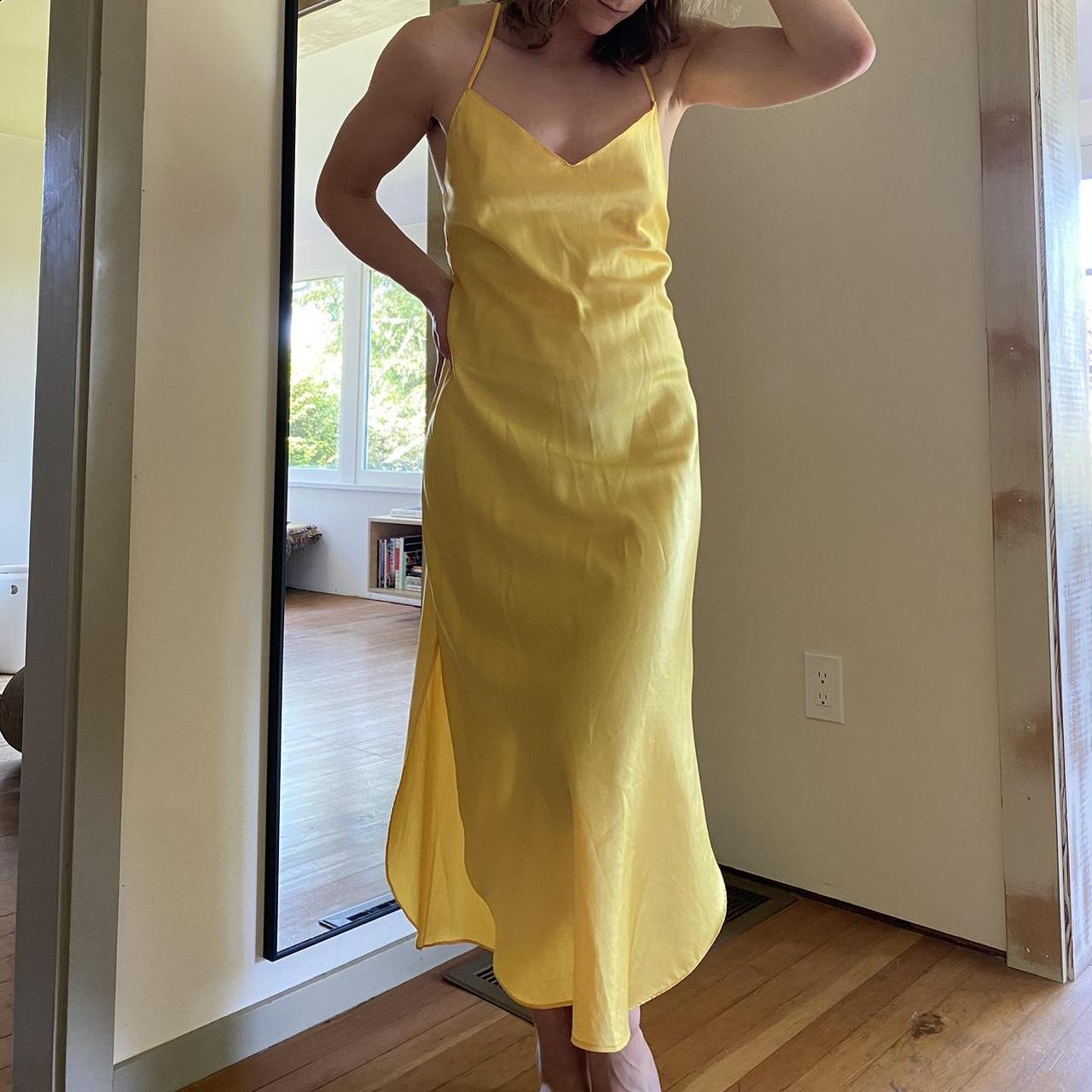 Zara yellow hotsell satin slip dress