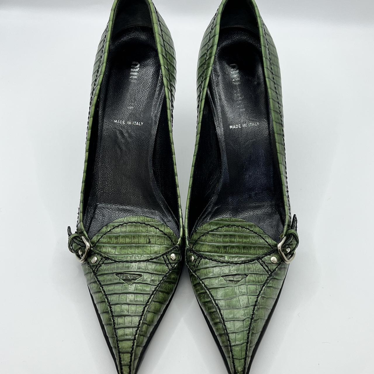 Vintage Miu Miu green leather pumps Size :... - Depop