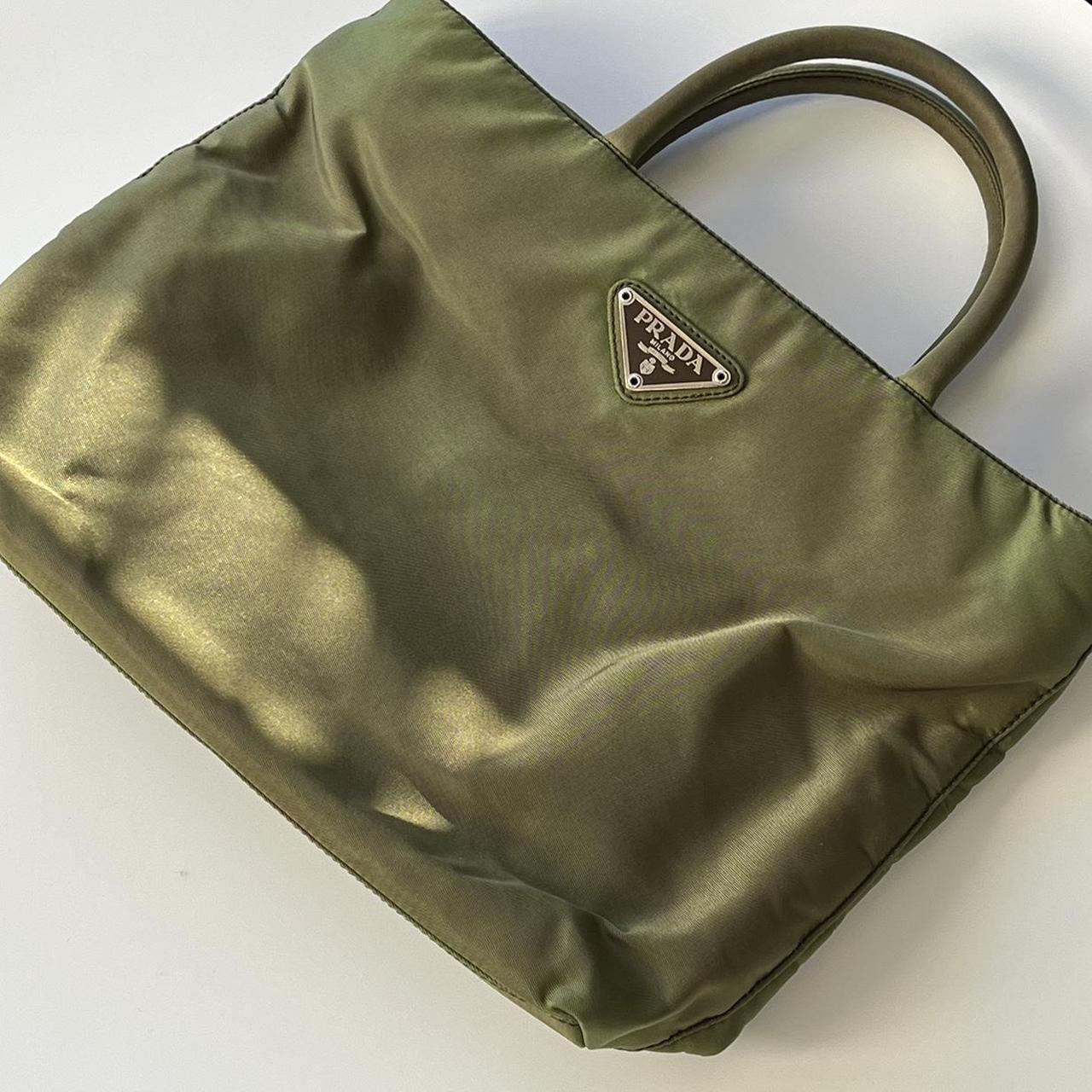 Vintage Prada khaki nylon handle bag From the 90s . Depop