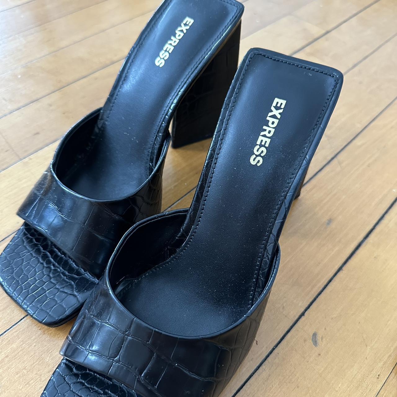white leather block heel