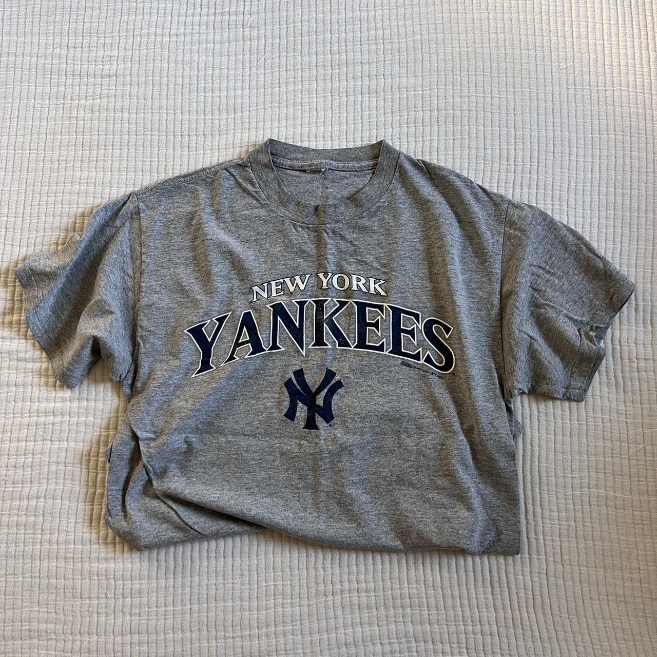 new york yankees baby tee size small/xs. tiny hole... - Depop