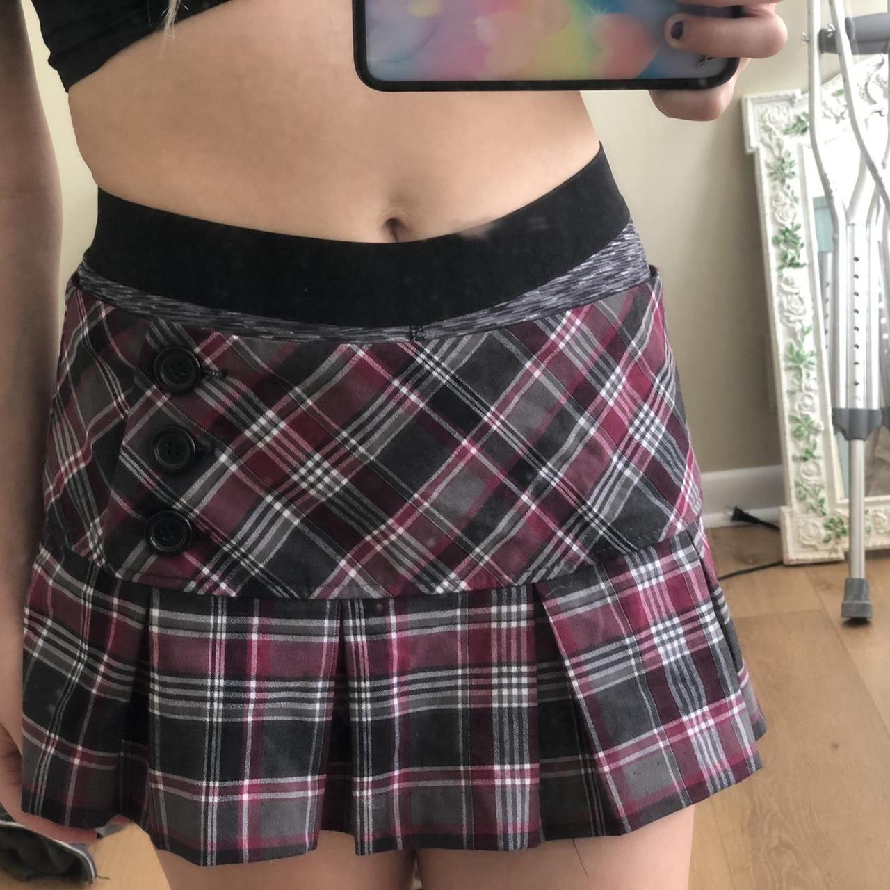 Rue 21 Women's Pink and Grey Skirt Depop