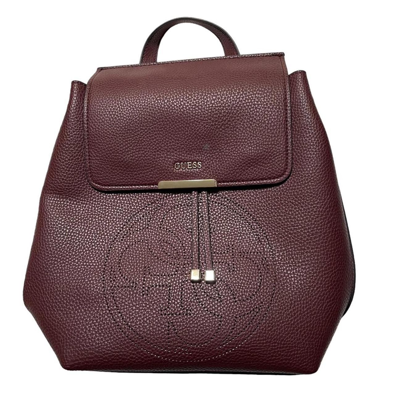 GUESS Mini Backpack Handbag Gray Logo / Black trim front zippered pouch |  eBay