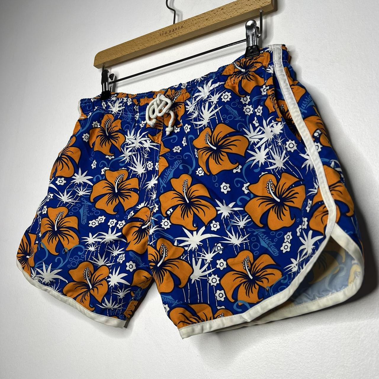 Vintage 90s aussiebum stubby shorts Amazing pattern... - Depop