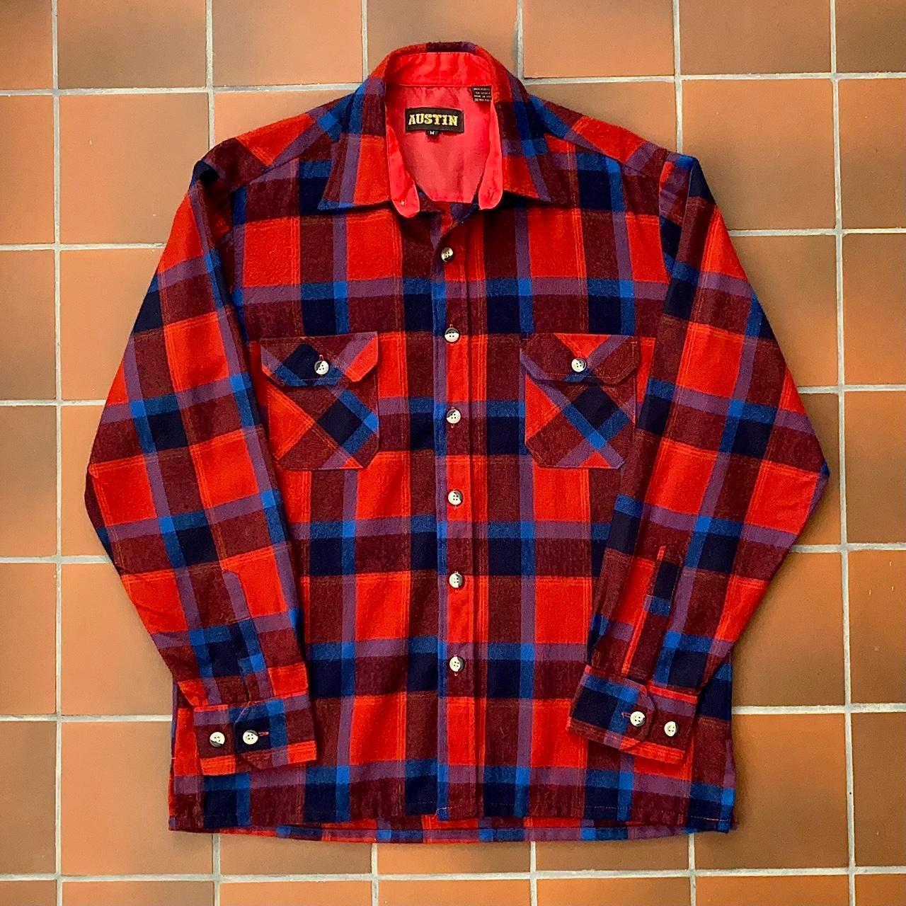 Vintage Grunge Flannel Shirt. 80s red and blue... - Depop