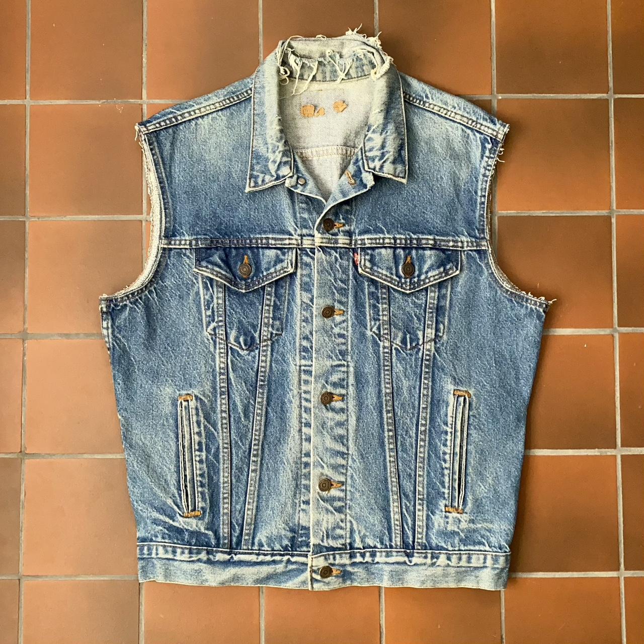 Vintage Levi’s Jean Vest. 80s cutoff jacket perfect... - Depop