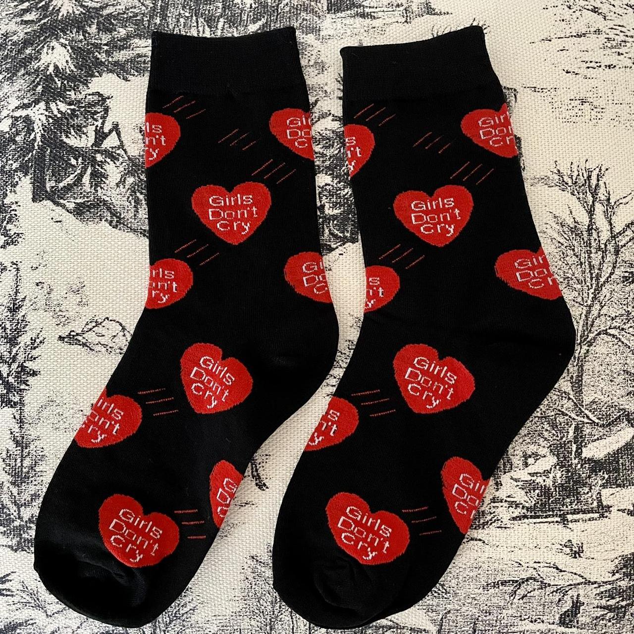 Women’s Black and Red Socks | Depop