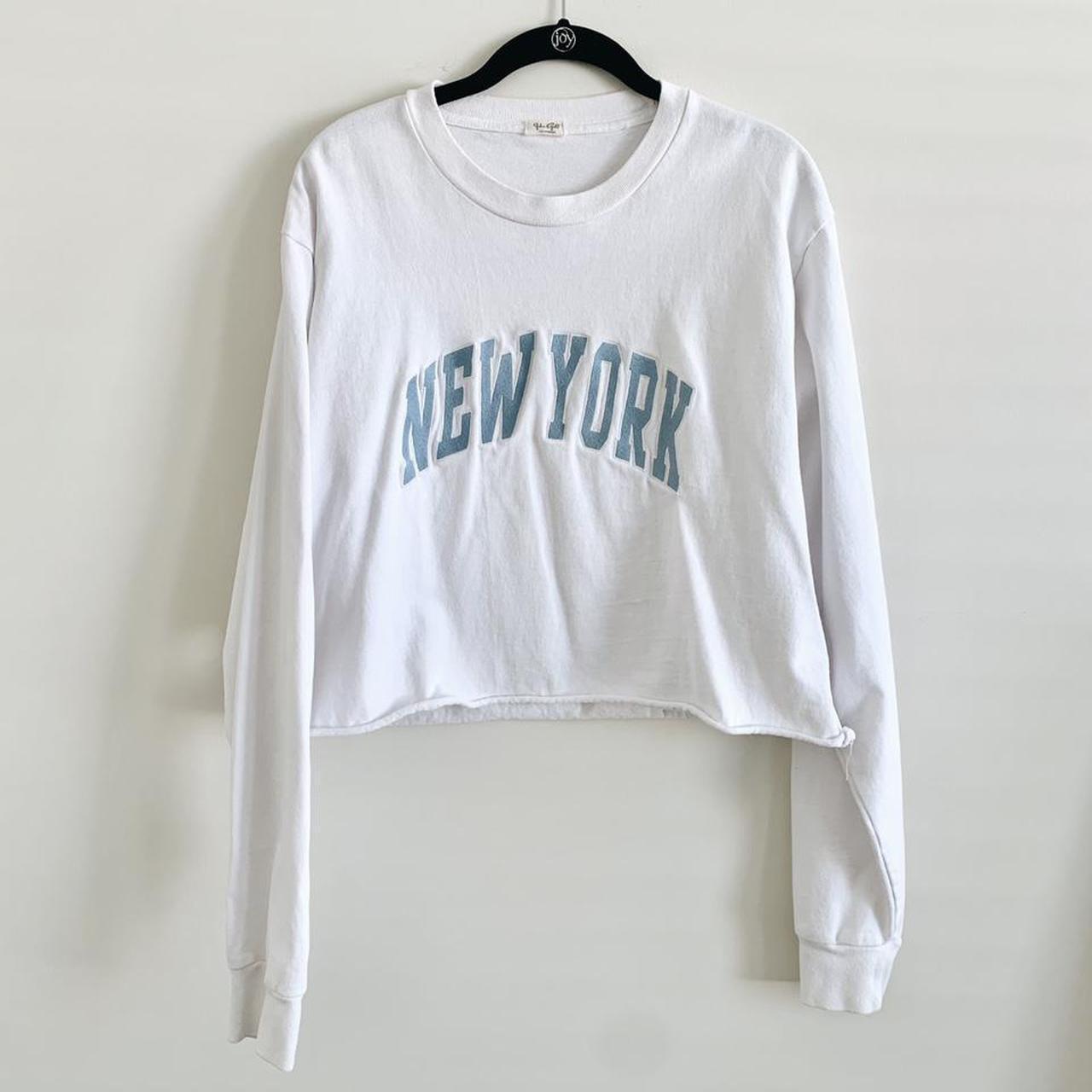 Brandy Melville white and blue new york embroidered