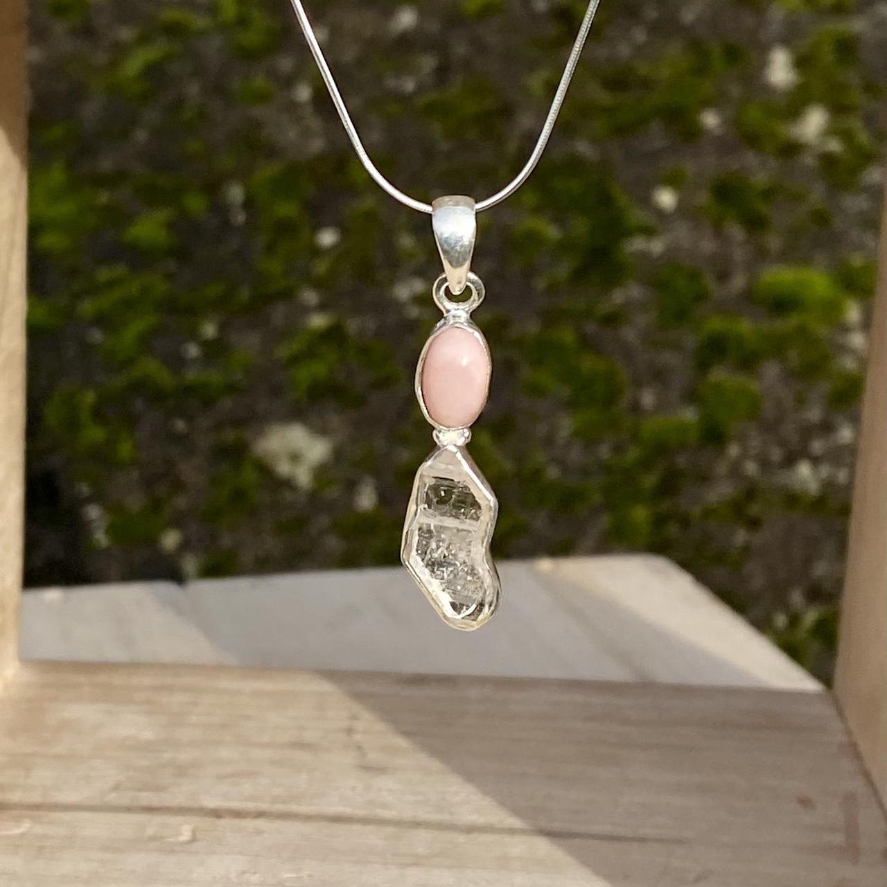 Shops Pink Opal & Herkimer Necklace