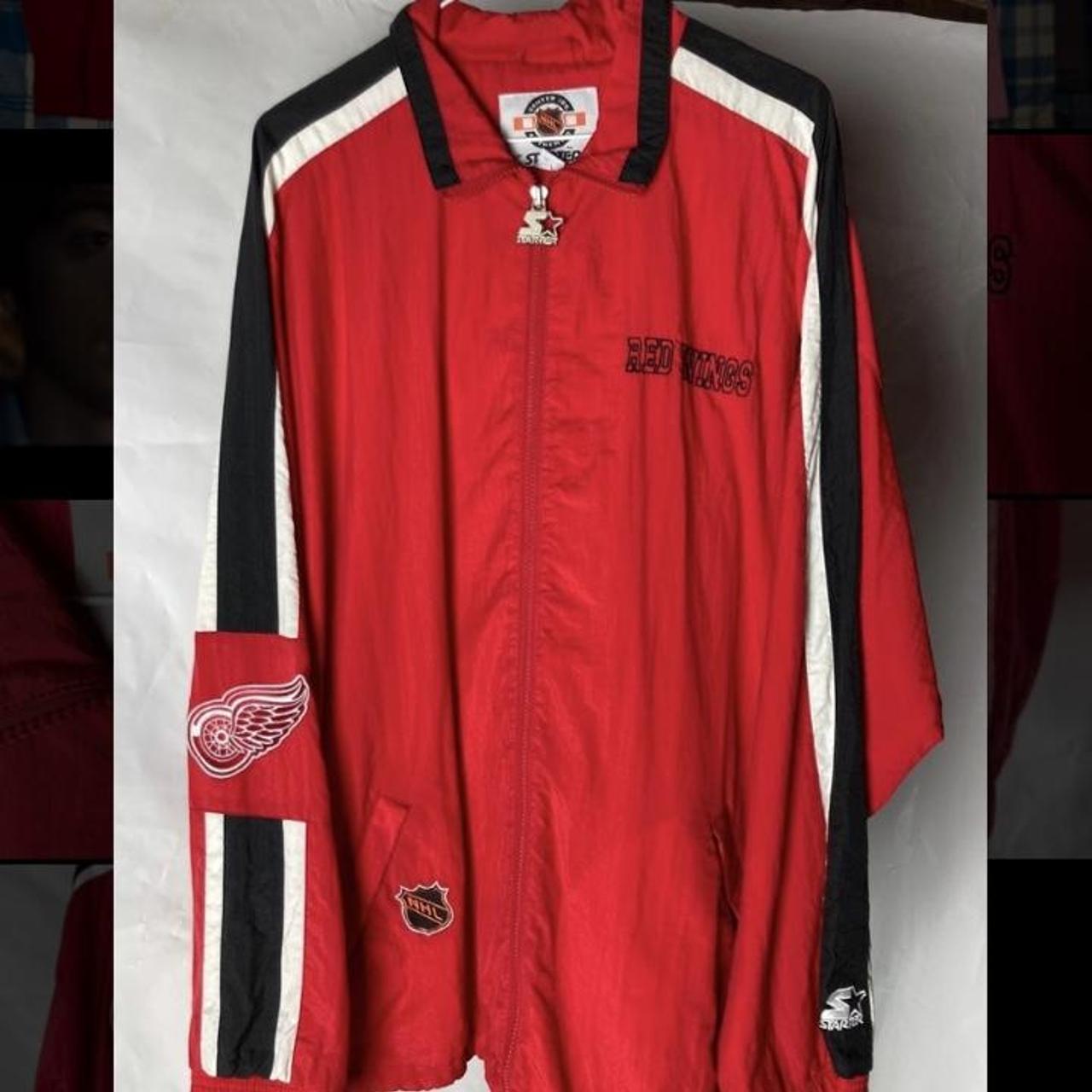 Vintage Red Wings Starter Jacket Chest and Sleeve - Depop