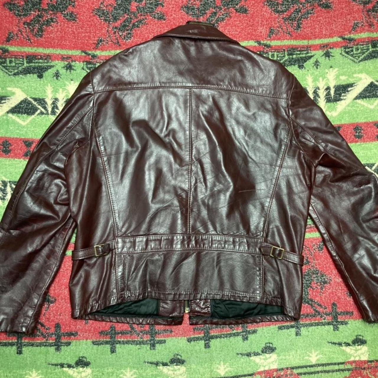 Vintage reed leather jacket oxblood red full zip... - Depop