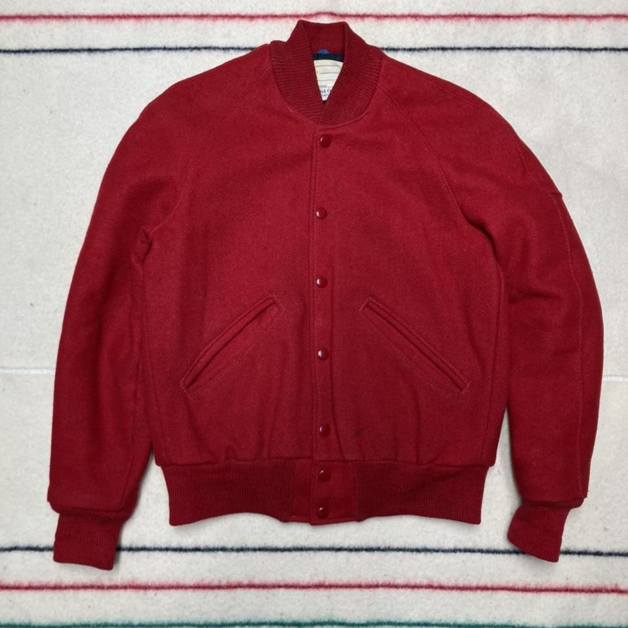 Vintage Delong varsity jacket wool red blank 70s...