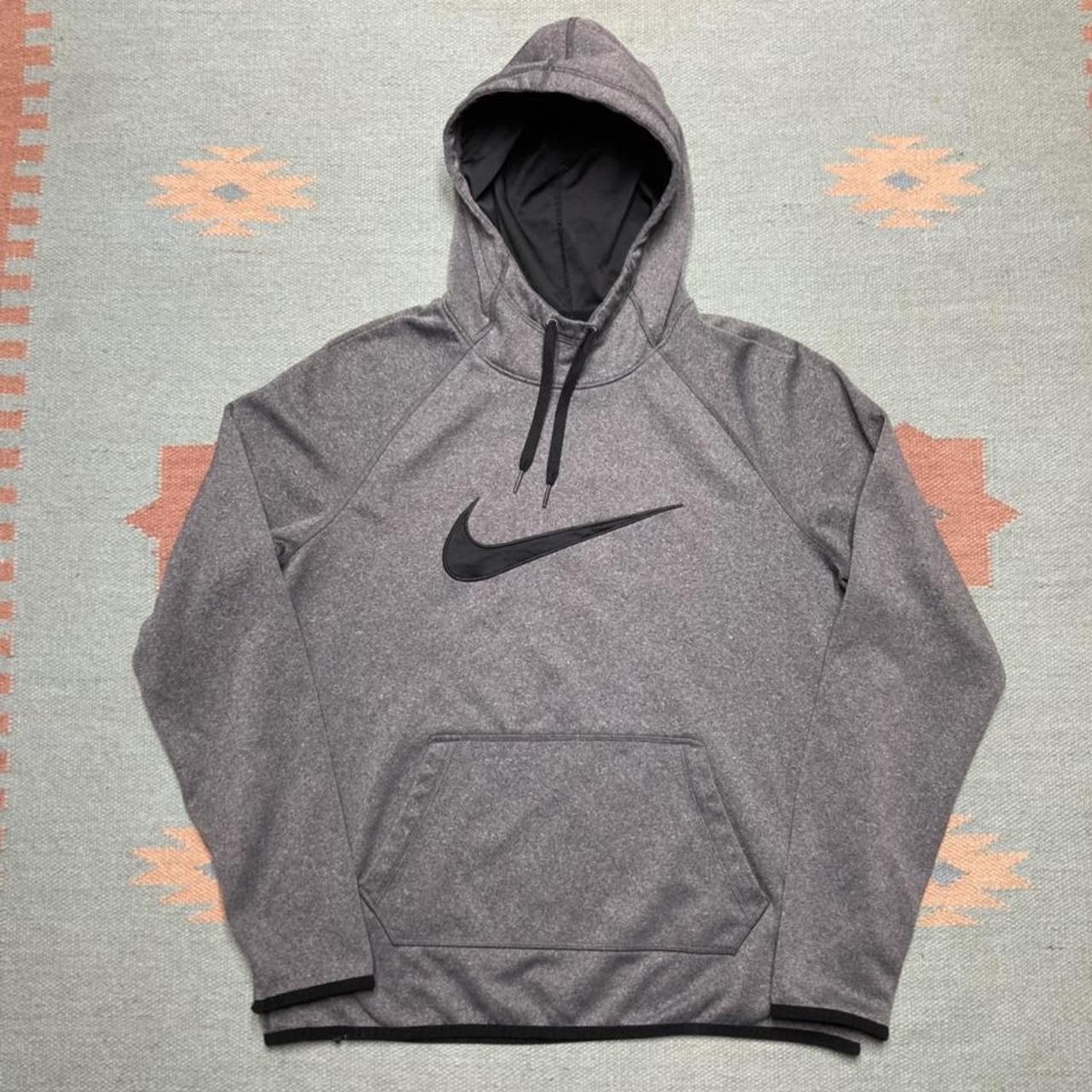 Nike dri fit pullover hoodie swoosh embroidered gray - Depop