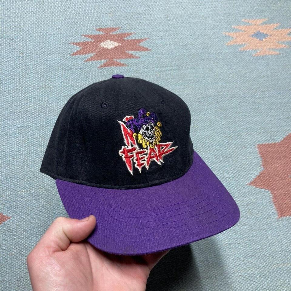 Vintage 90s no fear snapback hat cap jester skull - Depop