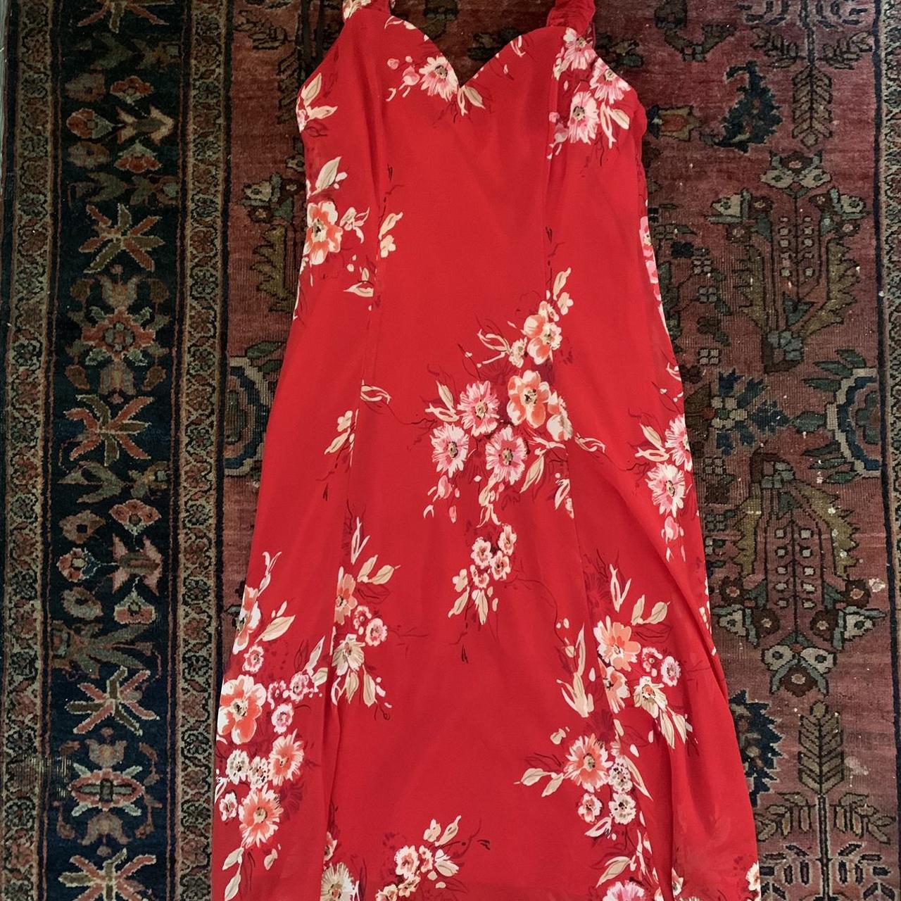 Vintage Red Floral Dress Connected... - Depop