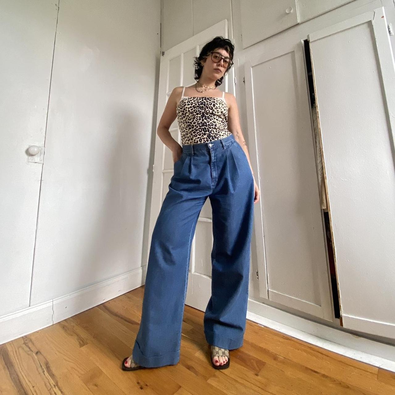 Moschino jeans high waist wide leg denim trousers - | Depop