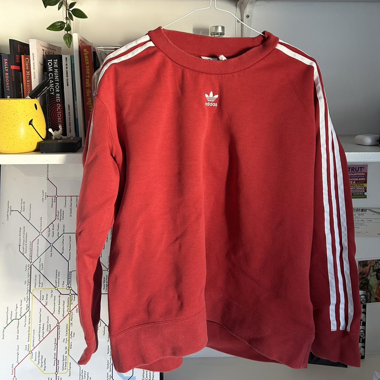 Red adidas sweatshirt Depop