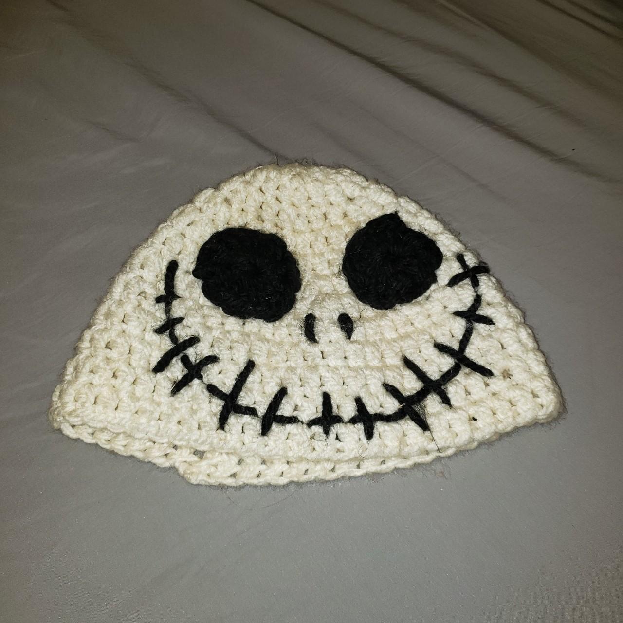 handmade crochet jack skellington hat — size... Depop
