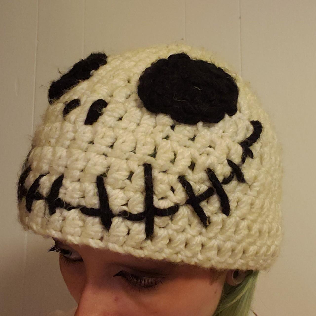 handmade crochet jack skellington hat — size... Depop